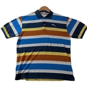 Jaguar of London Y2K Striped Polo Shirt Men's XL Multicolor Vintage